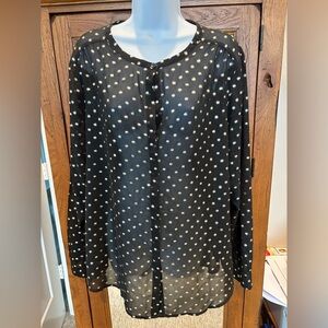 Black Polka Dot Sheer Blouse “Ann Taylor”